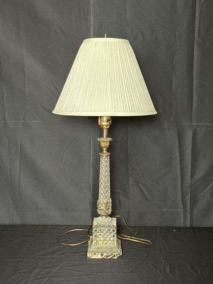 Crystal and Brass Table Lamp with Shade