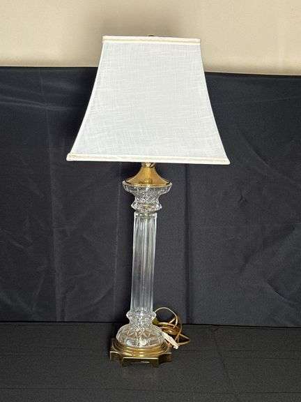 Crystal and Brass Table Lamp With Shade