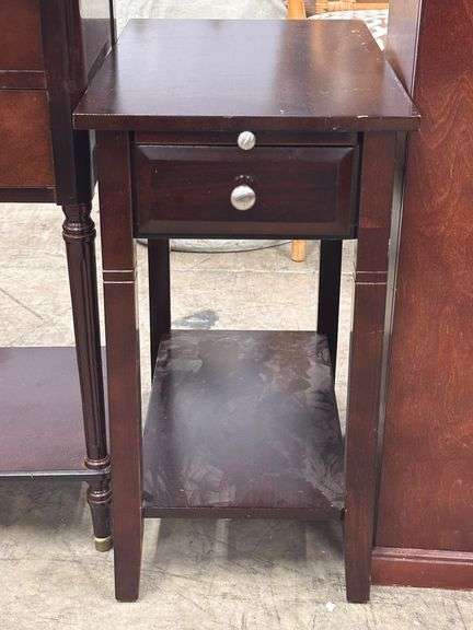 Wooden Side Table With Drawer and Shelf