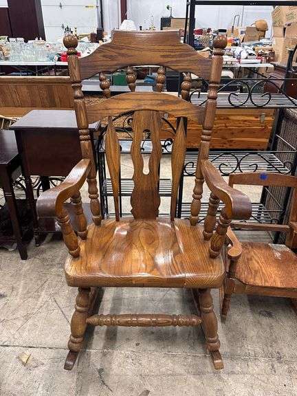 Wooden Spindle-Back Rocking Chair