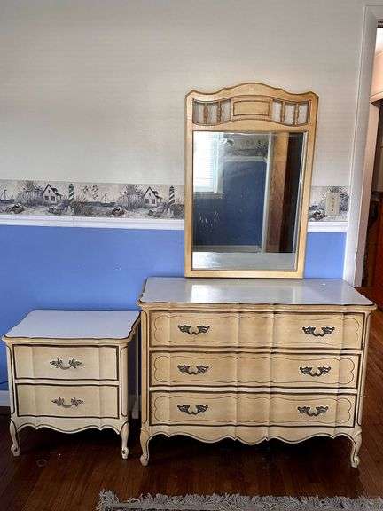 Wooden Dresser and Side Table Set