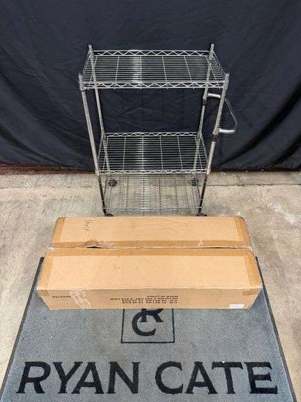 Metal Rolling Utility Storage Cart and Metal Rack