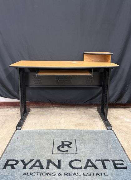 Wood and Metal Desk with Raised Shelf