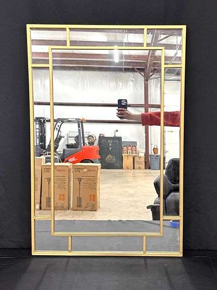 Gold-Framed Rectangular Wall Mirror