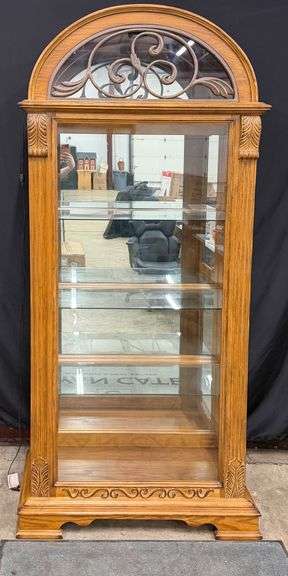 Oak Curio Cabinet with Arched Top