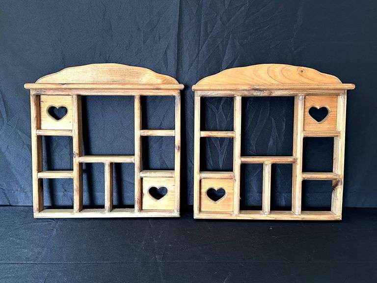 Wooden Wall Shelves with Heart Cutouts