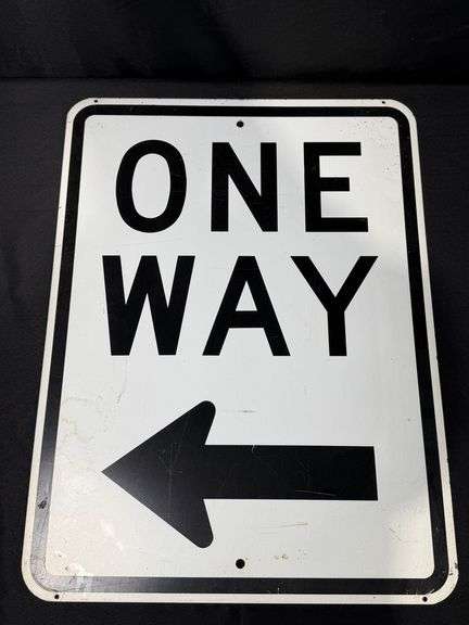 One Way Metal Traffic Sign With Left Arrow - Ryan Cate Auctions and ...