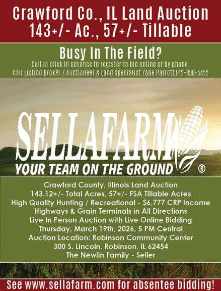 Crawford Co., IL 143+/- Acres - The Newlin Family