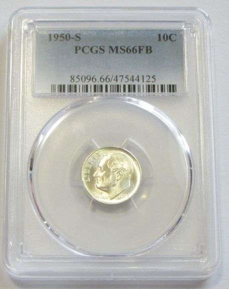 1950-S ROOSEVELT DIME PCGS 66 RB GRADE RARITY