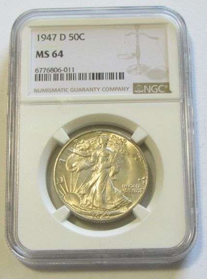 1947-D WALKING LIBERTY HALF NGC MS64