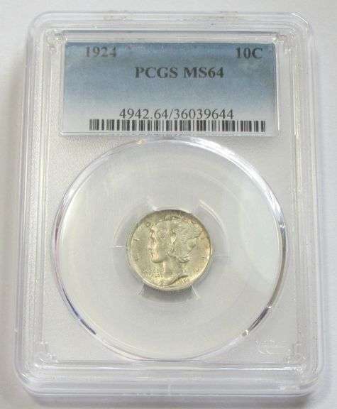 1924 MERCURY DIME PCGS MS64