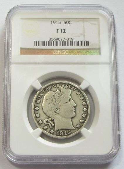 1915 BARBER HALF DOLLAR NGC FINE 12