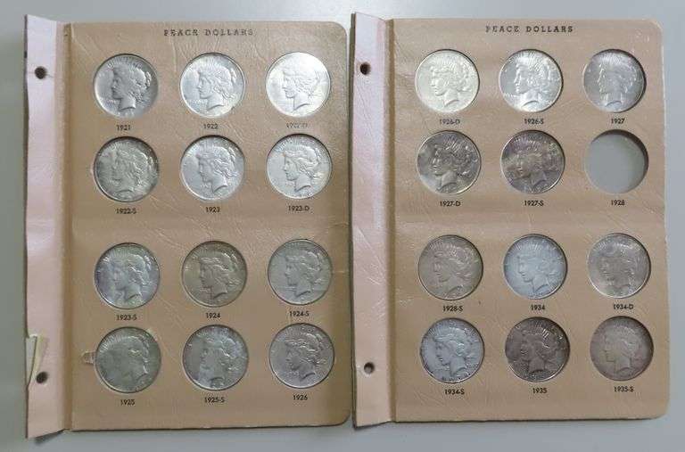 ALMOST FULL PEACE DOLLAR SET JUST MISSING 1928 1 HAS 1921. HIGH GRADE