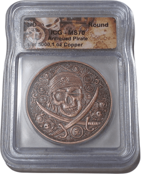 ICG MS70 Antiqued Pirate Copper Round - 1 oz Collector's Coin