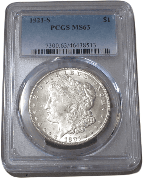 1921-S Morgan Silver Dollar PCGS MS63 Graded Coin