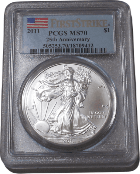 2011 American Silver Eagle PCGS MS70 First Strike 25th Anniversary