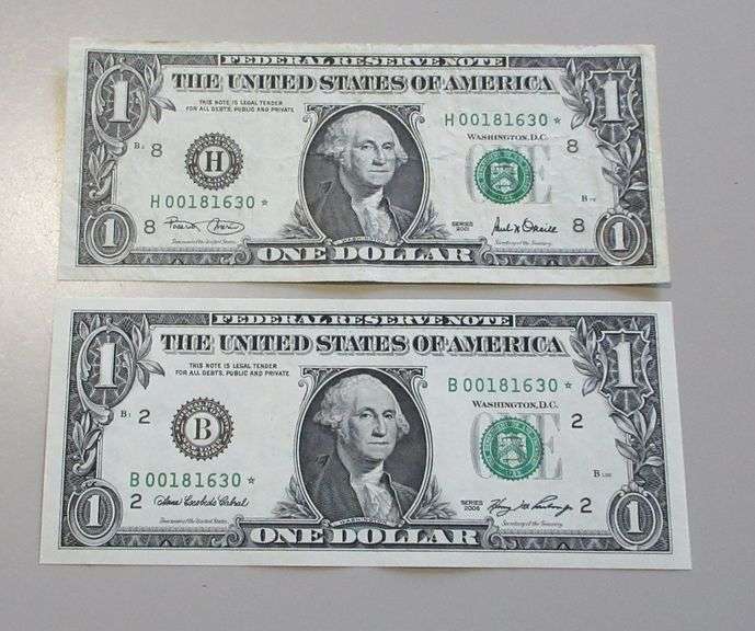 2 STAR NOTES WITH THE SAME SERIAL NUMBERS - Star Coin and Currency, LLC