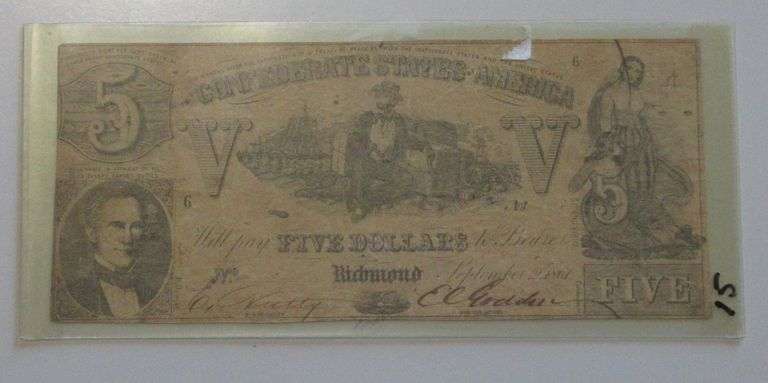 $5 CONFEDERATE 1861 - Star Coin and Currency, LLC