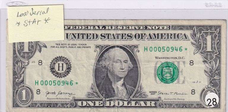 $1 FRN STAR LOW SERIAL NUMBER