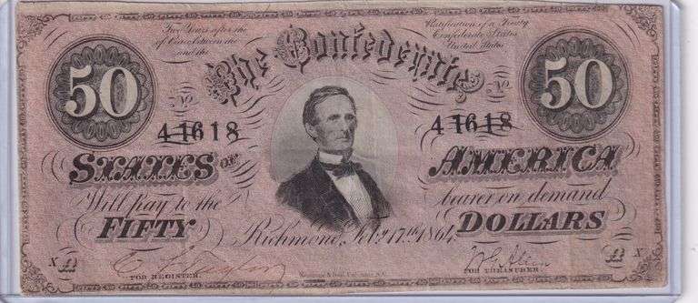 $50 CONFEDERATE CURRENCY 1864