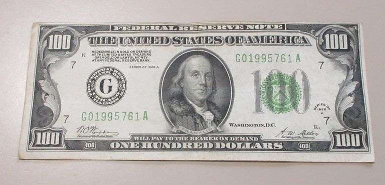 $100 REDEEMABLE IN GOLD FRN 1928