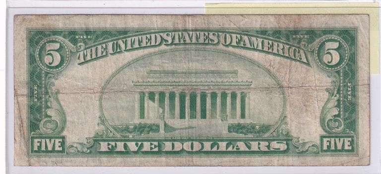 $5 REDEEMABLE IN GOLD FRN 1928-B
