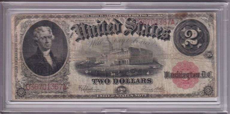 $2 RED SEAL LEGAL TENDER 1917