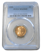 1955 WHEAT CENT PCGS MS65 GEM RED