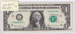 $1 FEDERAL RESERVE NOTE LOW SERIAL NUMBER STAR 8785