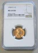 1959-D MEMORIAL CENT NGC MS 64 RED