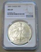 2001 $1 SILVER EAGLE NGC MS 69