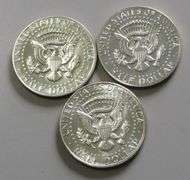 3 BU SILVER KENNEDY HALF DOLLARS 40%