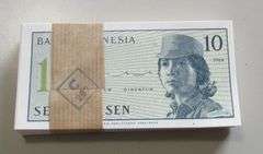100 UNC CONSECUTIVE BANK PACK 10 SEN INDONESIA