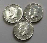 3 BU SILVER KENNEDY HALF DOLLARS 40%