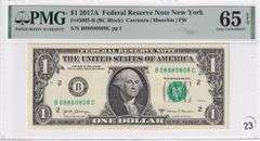 $1 2017A FRN PMG GEM 65 EPQ FANCY SERIAL NUMBER 08880808