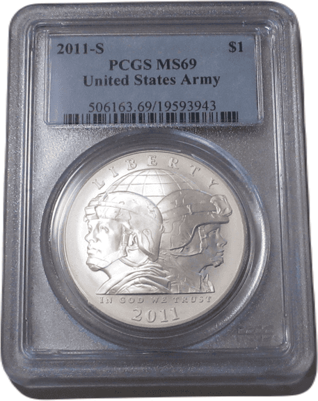 2011-S PCGS MS69 United States Army Silver Dollar Coin