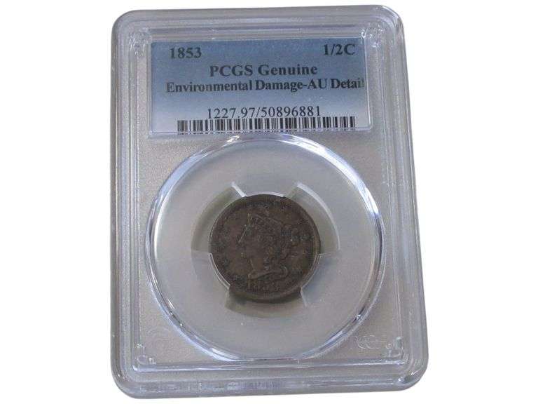 1853 Braided Hair Half Cent PCGS Genuine AU Detail