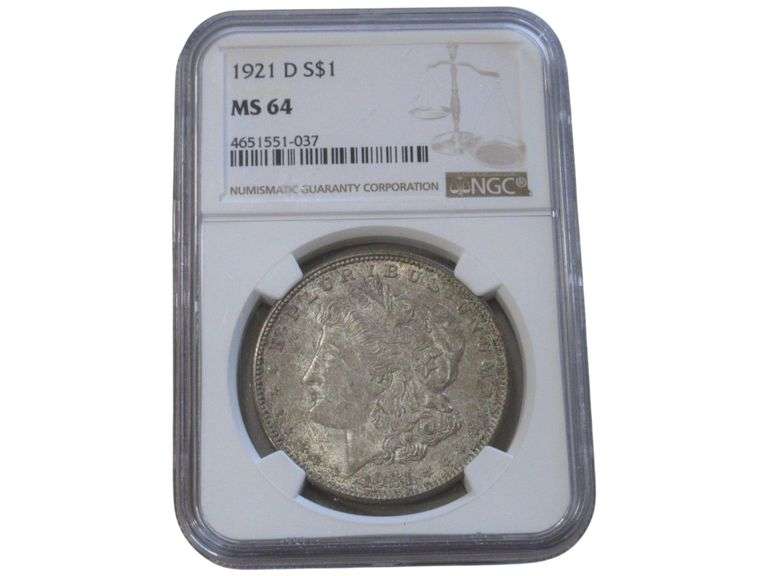 1921-D Morgan Silver Dollar MS64 in NGC