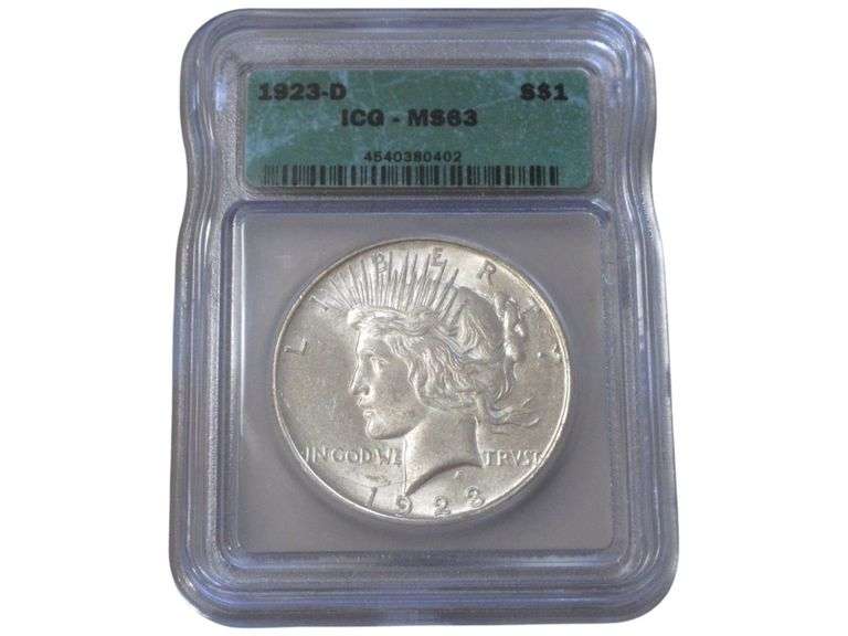 1923-D Peace Silver Dollar MS63 ICG Holder High Relief Design