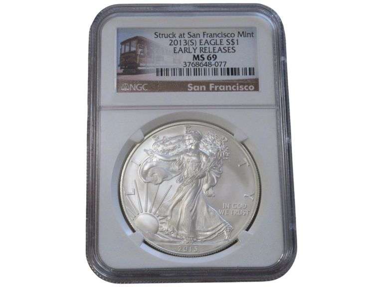2013 American Silver Eagle MS69 Early Release Slabbed by NGC