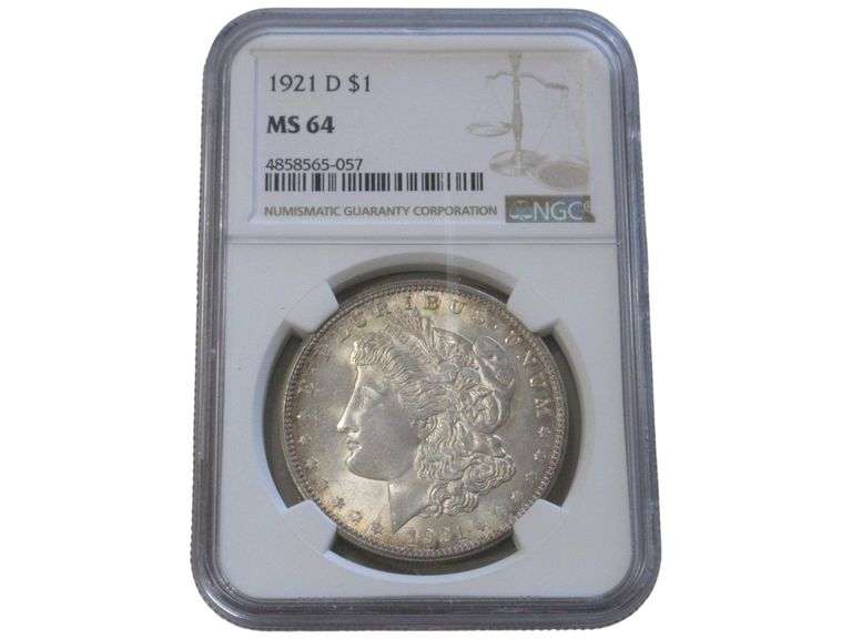 1921-D Morgan Silver Dollar MS64 Graded by NGC