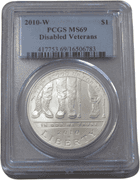 2010-W Disabled Veterans Silver Dollar PCGS MS69