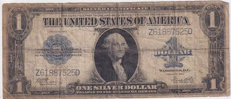 1923 US One Dollar Silver Certificate Bill