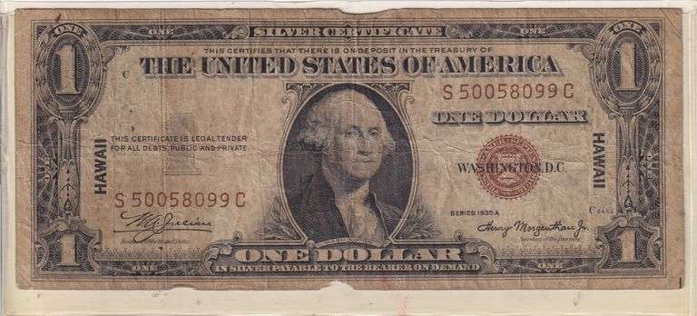 1935A Hawaii Overprint $1 Silver Certificate   WWII U.S.