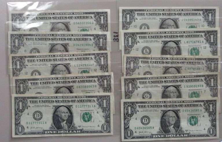 LOT OF 10 BOOKEND SERIAL NUMBER NOTES