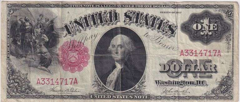 1917 Series $1 United States Note Large Size Legal Tender