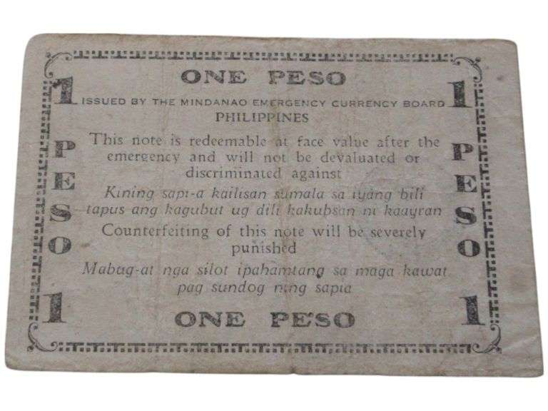 1944 Philippine One Peso Emergency Currency Certificate