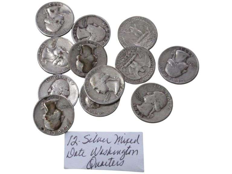 Lot of Silver Mixed Date Washington Quarters 12
