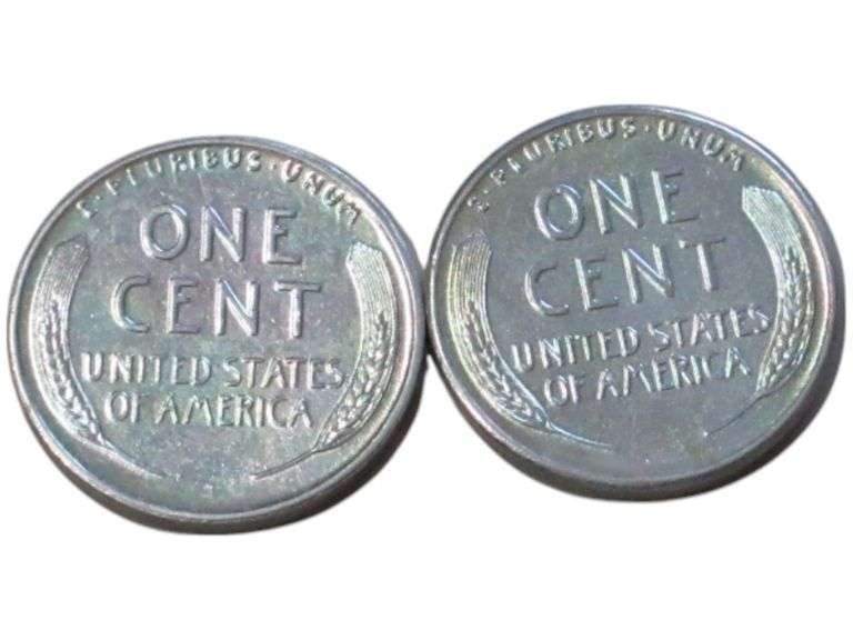 1943 Steel Lincoln Wheat cent Pair