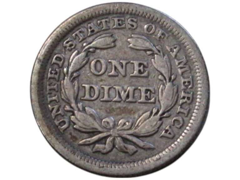 1853 Seated Liberty Dime with Arrows Vintage Collectible